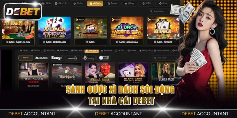 Sảnh cược Xì dách sôi động tại nhà cái DEBET